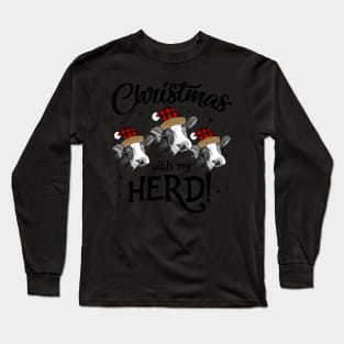 Christmas With My Herd Cow Funny Gift For Heifer Lover Long Sleeve T-Shirt